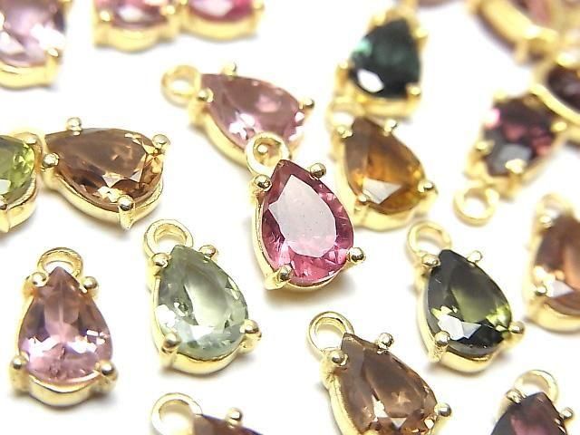 [Video] High Quality Multicolor Tourmaline AAA Bezel Setting Pear Shape Faceted 7x5mm 3pcs
