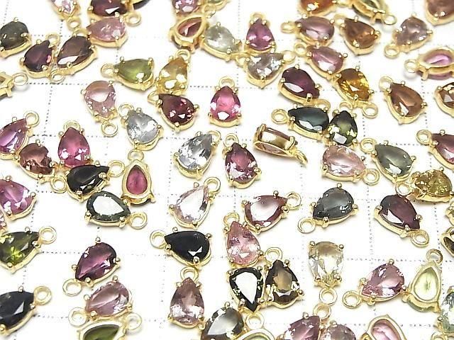 [Video] High Quality Multicolor Tourmaline AAA Bezel Setting Pear Shape Faceted 7x5mm 3pcs