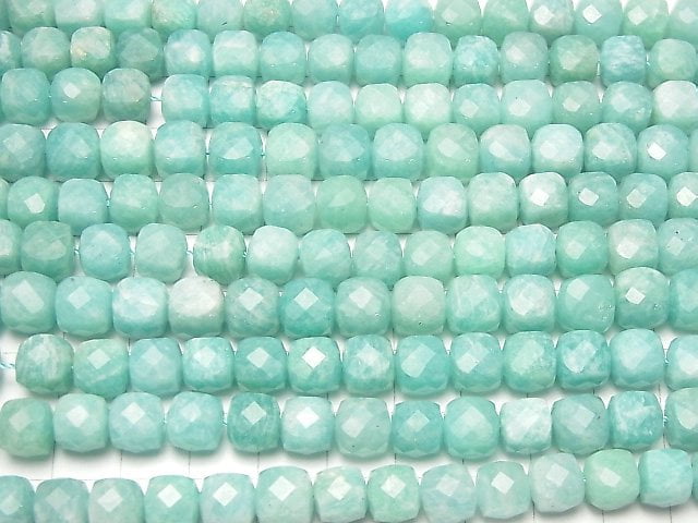 [Video] High Quality! Amazonite AA++ Cube Shape 8x8x8mm half or 1strand beads (aprx.7inch / 18cm)