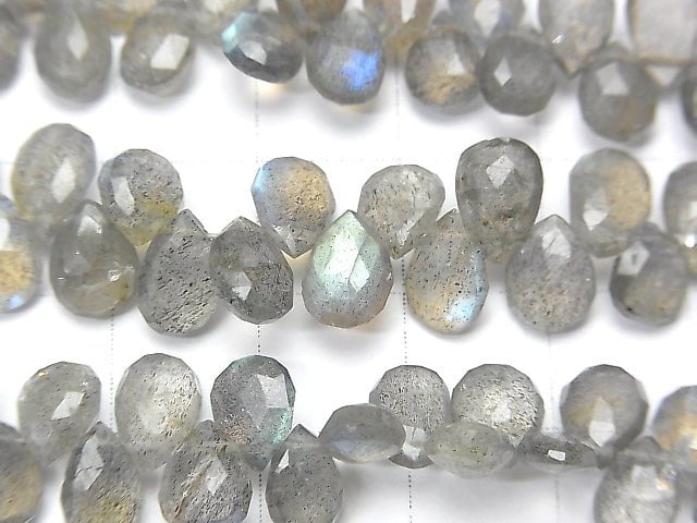 High Quality Labradorite AA++ Pear shape  Faceted Briolette  half or 1strand beads (aprx.7inch/18cm)