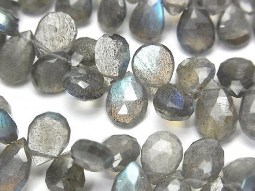 Faceted Briolette, Labradorite, Pear Shape Gemstone Beads