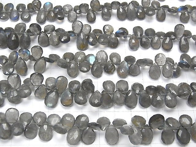 High Quality Labradorite AA++ Pear shape  Faceted Briolette  half or 1strand beads (aprx.8inch/20cm)