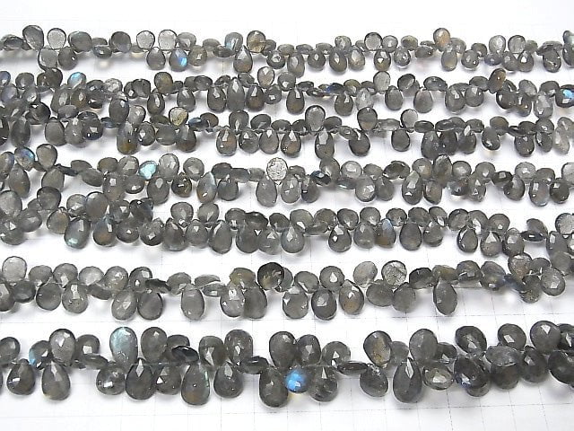 High Quality Labradorite AA++ Pear shape  Faceted Briolette  half or 1strand beads (aprx.8inch/20cm)