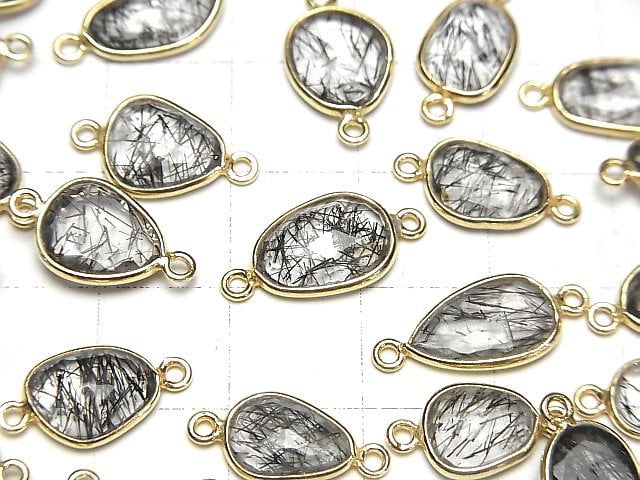 [Video]High Quality Tourmaline Quartz AAA Bezel Setting Freeform Rose Cut [Both Side ] 18KGP 4pcs