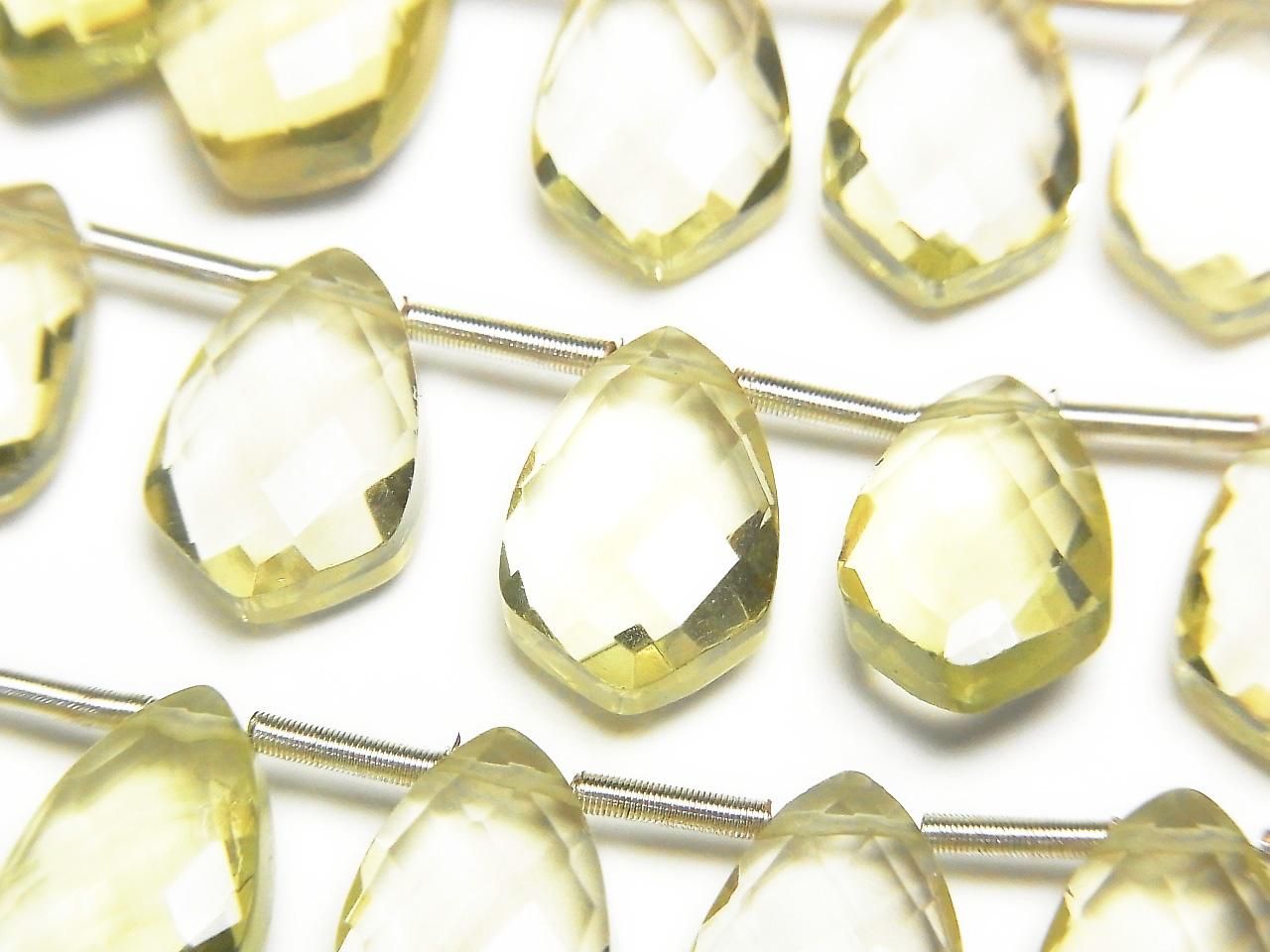 Perles Citron Quartz AAA Haute Qualité Déformation Facettées Marquise 12x8mm demi-fil ou 1 fil (18pcs)