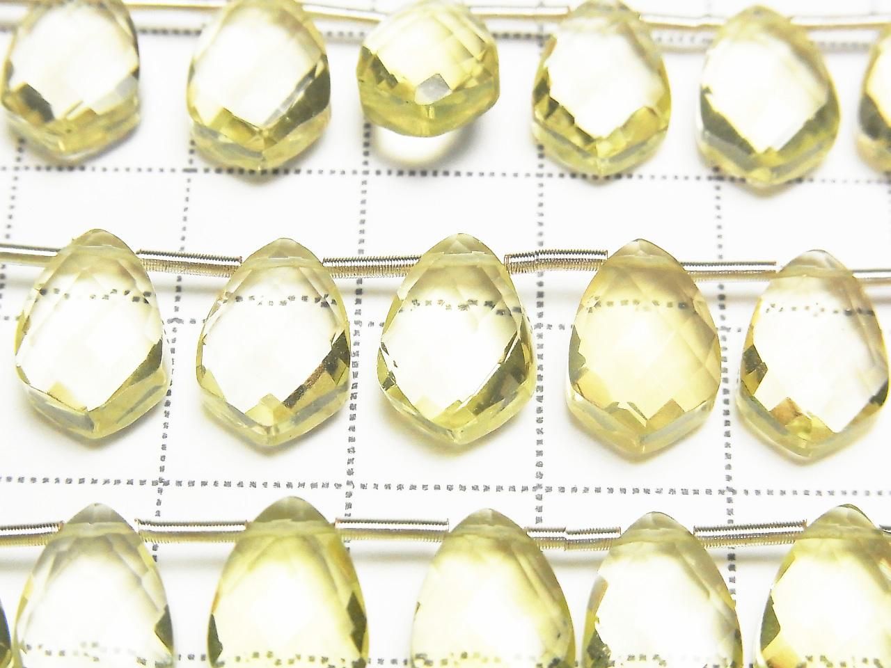Perles Citron Quartz AAA Haute Qualité Déformation Facettées Marquise 12x8mm demi-fil ou 1 fil (18pcs)