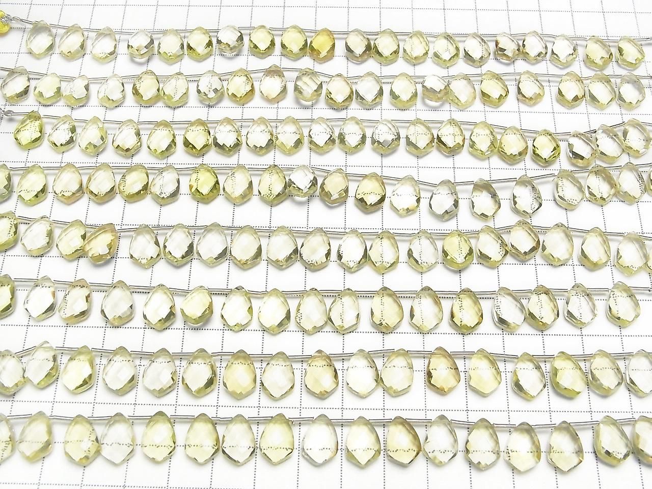 Perles Citron Quartz AAA Haute Qualité Déformation Facettées Marquise 12x8mm demi-fil ou 1 fil (18pcs)
