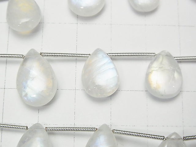 [Video]High Quality Rainbow Moonstone AA++ Pear shape (Smooth) Size gradation 1strand beads (aprx.7inch/17cm)