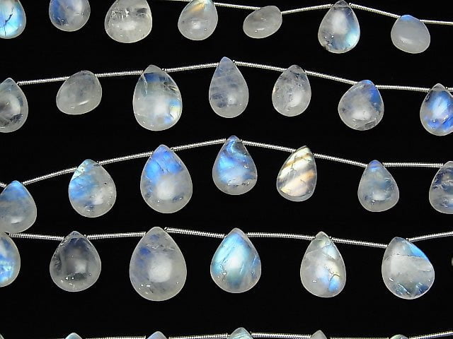 [Video]High Quality Rainbow Moonstone AA++ Pear shape (Smooth) Size gradation 1strand beads (aprx.7inch/17cm)