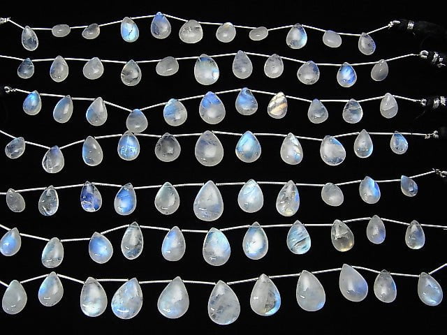 [Video]High Quality Rainbow Moonstone AA++ Pear shape (Smooth) Size gradation 1strand beads (aprx.7inch/17cm)