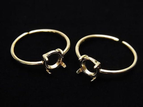 [Video]Silver925 Ring Frame (Prong Setting) Round 6mm 18KGP Free Size 1pc