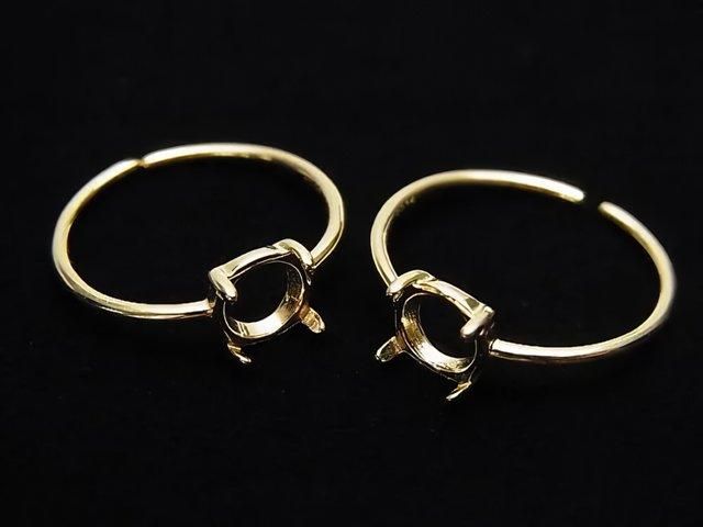 [Video]Silver925 Ring Frame (Prong Setting) Round 6mm 18KGP Free Size 1pc