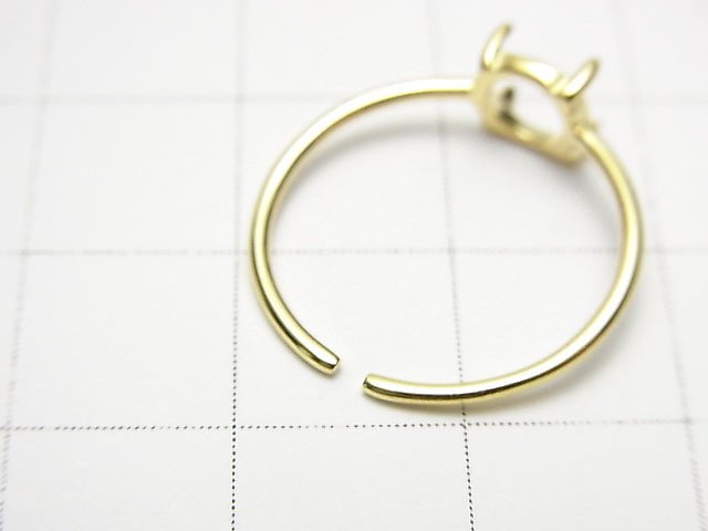 [Video] Silver925 Ring Frame (Prong Setting) Round 6mm 18KGP Free size 1pc