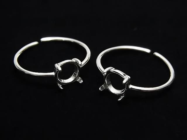 [Video] Silver925 Ring Frame (Prong Setting) Round 6mm Rhodium Plated One Size Fits All 1pc