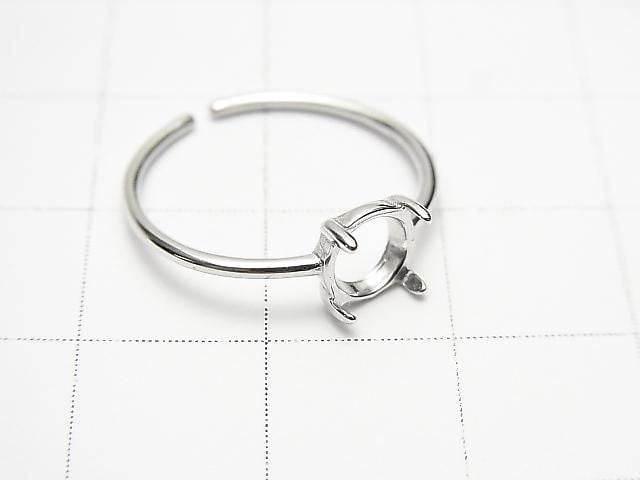 [Video] Silver925 Ring Frame (Prong Setting) Round 6mm Rhodium Plated One Size Fits All 1pc