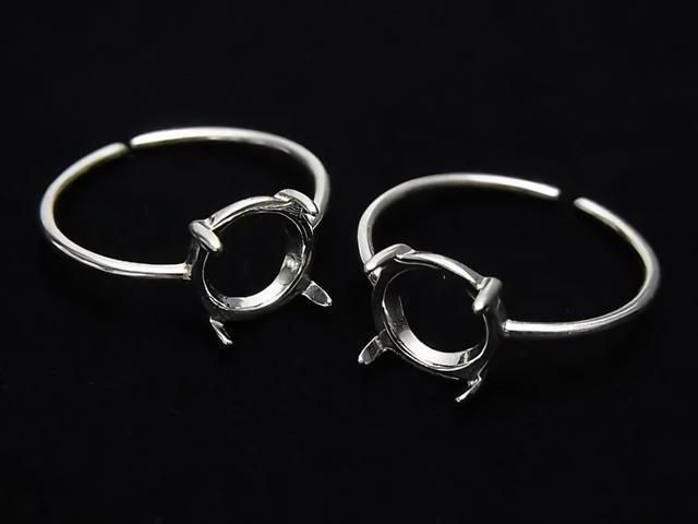 [Video] Silver925 Ring Frame (Prong Setting) Round 8mm Rhodium Plated One Size Fits All 1pc