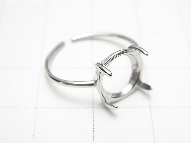 [Video] Silver925 Ring Frame (Prong Setting) Round 10mm Rhodium Plated Free Size 1pc