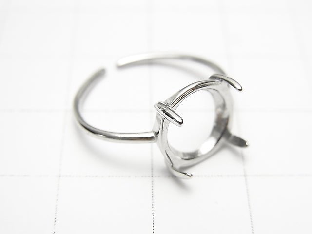 [Video]Silver925 Ring Frame (Prong Setting)Round 10mm Rhodium Plated Free Size 1pc