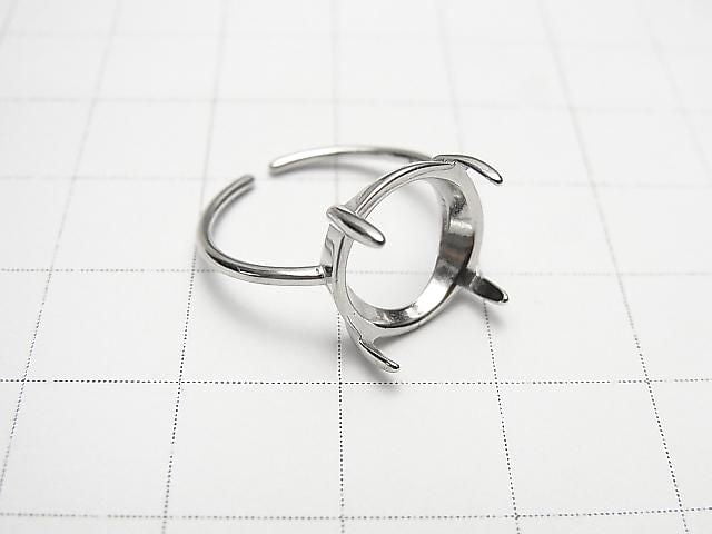 [Video] Silver925 Ring Frame (Prong Setting) Round 12mm Rhodium Plated One Size Fits All 1pc