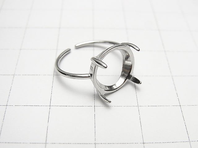 [Video]Silver925 Ring Frame (Prong Setting)Round 12mm Rhodium Plated Free Size 1pc