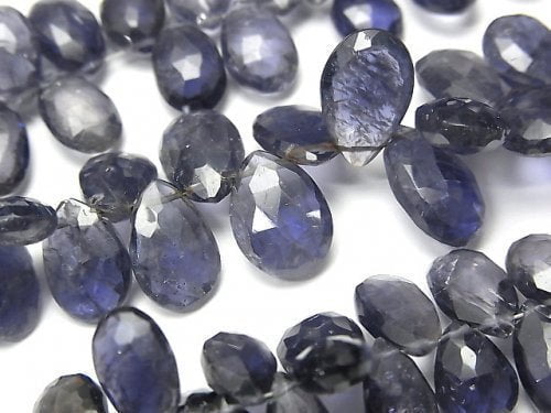 [Video] High Quality Iolite AA Pear shape  Faceted Briolette  half or 1strand beads (aprx.6inch/15cm)