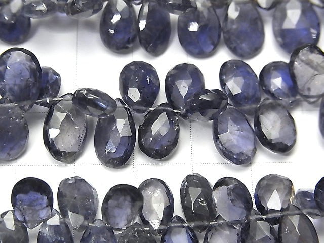 [Video] High Quality Iolite AA Pear shape  Faceted Briolette  half or 1strand beads (aprx.6inch/15cm)