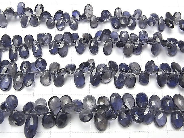 [Video] High Quality Iolite AA Pear shape  Faceted Briolette  half or 1strand beads (aprx.6inch/15cm)