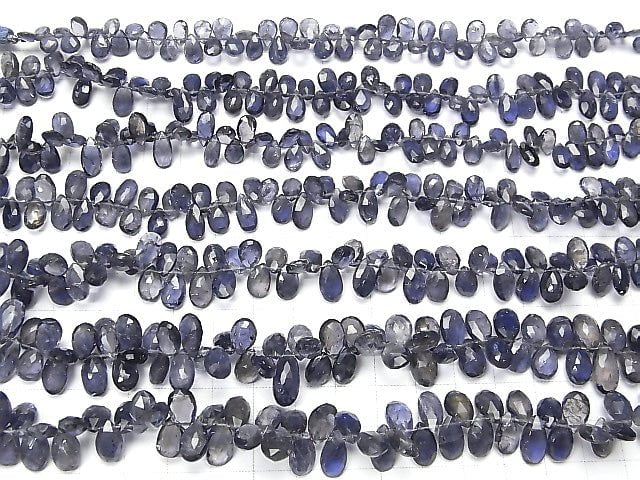 [Video] High Quality Iolite AA Pear shape  Faceted Briolette  half or 1strand beads (aprx.6inch/15cm)