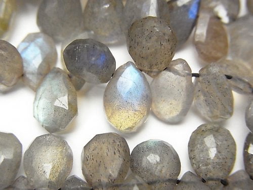 Faceted Briolette, Labradorite, Pear Shape Gemstone Beads