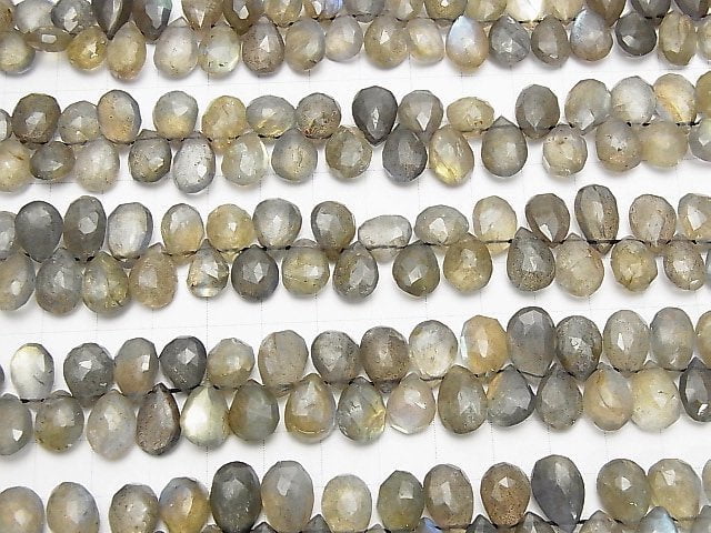[Video]Labradorite AA+ Pear shape Faceted Briolette half or 1strand beads (aprx.9inch/23cm)