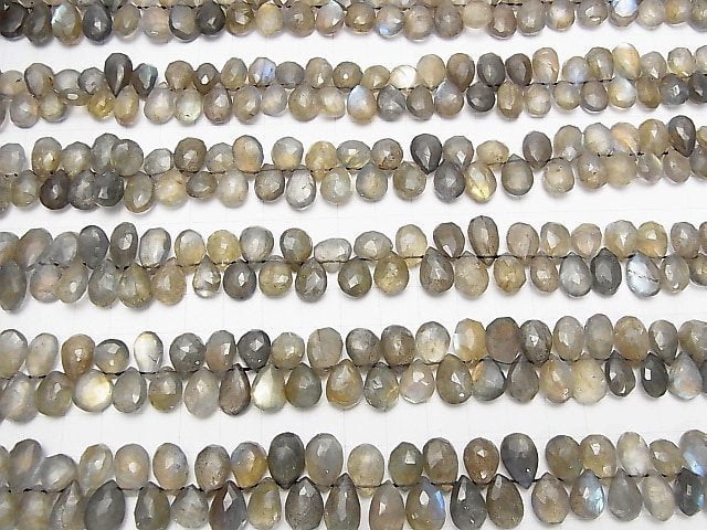 Labradorite AA+ Pear shape  Faceted Briolette  half or 1strand beads (aprx.9inch/23cm)