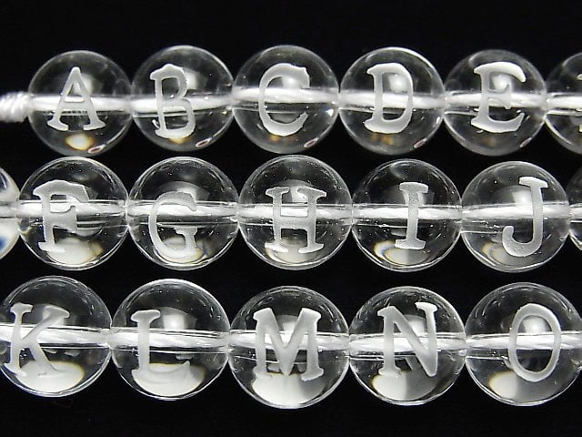 [Video] Alphanumeric (print), & (symbol) Carving! Crystal AAA Round 10mm 1strand (37pcs ).