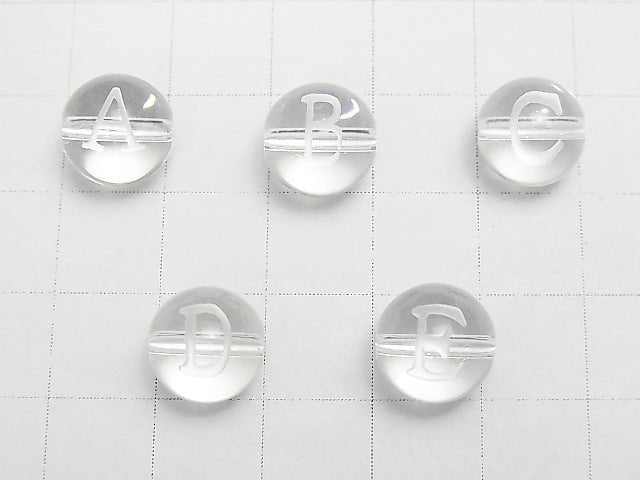 Alphabet (Print) Carving! Crystal AAA Round 10mm [A,B,C,D,E] 2pcs $3.79!