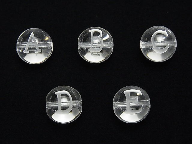 [Video] Alphabet (Print) Carving! Crystal AAA Round 10mm [A,B,C,D,E] 2pcs