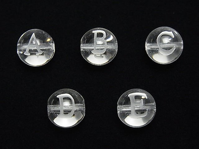 Alphabet (Print) Carving! Crystal AAA Round 10mm [A,B,C,D,E] 2pcs $3.79!