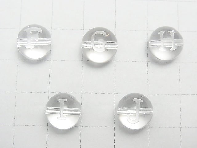 Alphabet (Print) Carving! Crystal AAA Round 10mm [F,G,H,I,J] 2pcs $3.79!