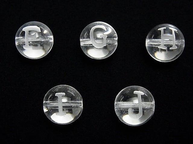 Alphabet (Print) Carving! Crystal AAA Round 10mm [F,G,H,I,J] 2pcs $3.79!