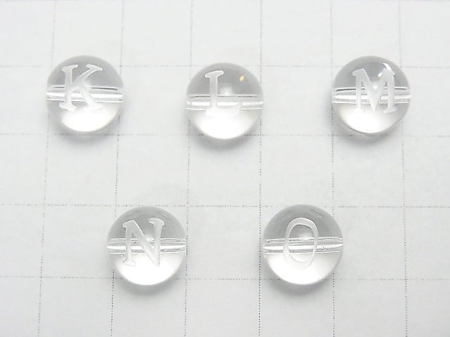 Alphabet (Print) Carving! Crystal AAA Round 10mm [K,L,M,N,O] 2pcs $3.79!