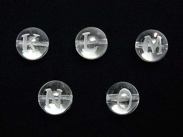 Alphabet (Print) Carving! Crystal AAA Round 10mm [K,L,M,N,O] 2pcs $3.79!