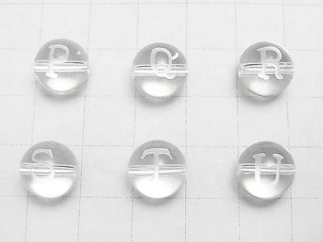 [Video] Alphabet (Print) Carving! Crystal AAA Round 10mm [P,Q,R,S,T,U] 2pcs