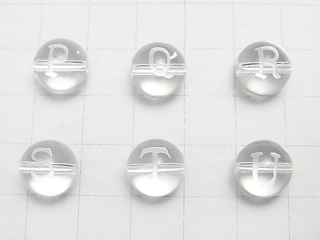 Alphabet (Print) Carving! Crystal AAA Round 10mm [P,Q,R,S,T,U] 2pcs $3.79!