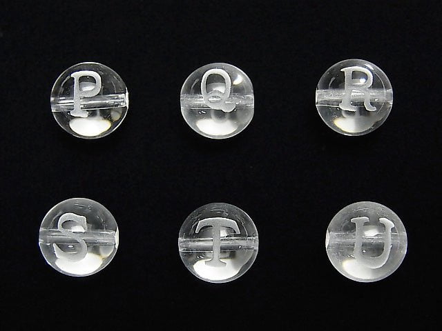 [Video] Alphabet (Print) Carving! Crystal AAA Round 10mm [P,Q,R,S,T,U] 2pcs