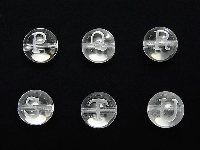 Alphabet (Print) Carving! Crystal AAA Round 10mm [P,Q,R,S,T,U] 2pcs $3.79!