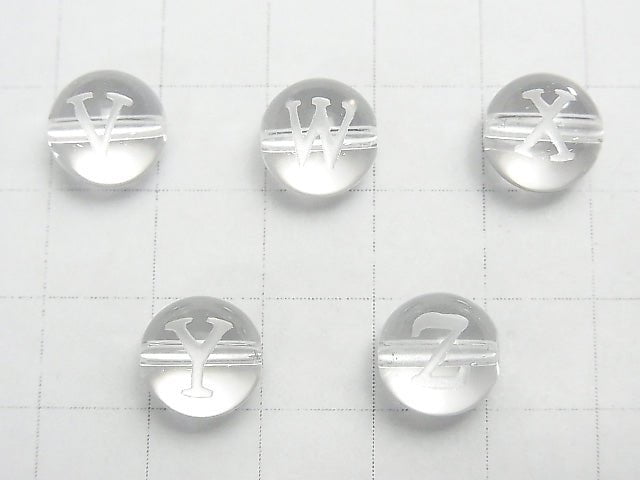 [Video] Alphabet (Print) Carving! Crystal AAA Round 10mm [V,W,X,Y,Z] 2pcs