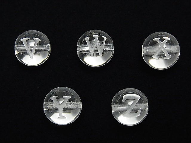[Video] Alphabet (Print) Carving! Crystal AAA Round 10mm [V,W,X,Y,Z] 2pcs