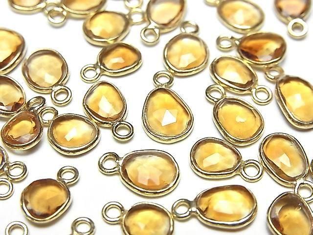 [Video] High Quality Citrine AAA- Bezel Setting Freeform Rose Cut [One Side] 18KGP 3pcs