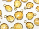 [Video]High Quality Citrine AAA- Bezel Setting Rose Cut [Freeform] [One Side] 18KGP 3pcs $6.79!