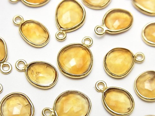 [Video]High Quality Citrine AAA- Bezel Setting Rose Cut [Freeform] [One Side] 18KGP 3pcs $6.79!