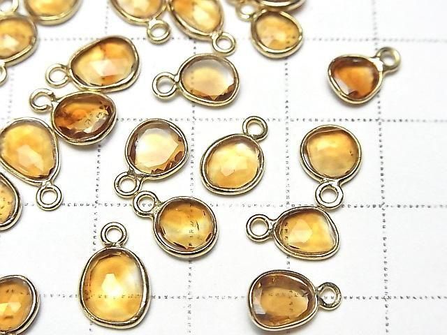 [Video] High Quality Citrine AAA- Bezel Setting Freeform Rose Cut [One Side] 18KGP 3pcs