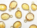 [Video]High Quality Citrine AAA- Bezel Setting Rose Cut [Freeform] [One Side] 18KGP 3pcs $6.79!